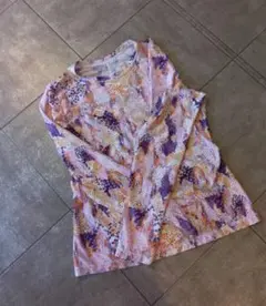 海外ソフィベラ　メッシュ素材 抽象模様 長袖TシャツSサイズ