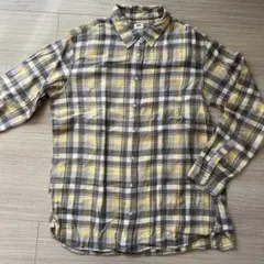 オールドユニクロ　イエローチェック　ネルシャツ