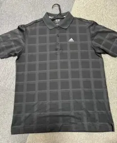 adidas CLIMLITE ブラックチェックポロシャツ L