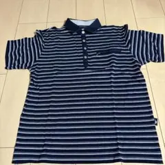 SIMPLE LIFE ネイビー ストライプ ポロシャツ M