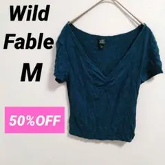 ✨50%OFF✨Wild Fable【М】ティール　緑 半袖Tシャツ V字