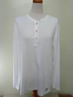 アバクロンビー&フィッチ　ホワイト ヘンリーネック 長袖Tシャツ　レディース　S