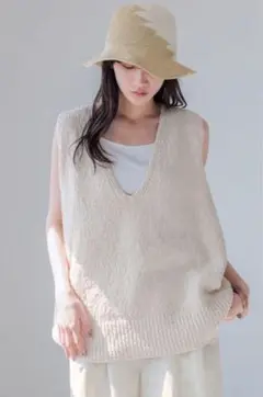 LOWRYSFARM ブークレルーズベスト ニットベスト 　アイボリー