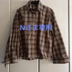 ZARA チェック柄 長袖シャツ ベージュ系