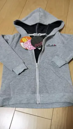 フード付きパーカー 　フード　長袖　パーカー　裏起毛　グレー　秋冬　110　女子