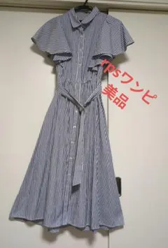 rpsストライプ柄フリル袖ワンピースフリーサイズクリーニング済フリーサイズ