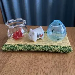 ナチュラルキッチン　フラワーベースヨーヨー　金魚　ブタさんオブジェ　ミニ畳セットのサムネイル