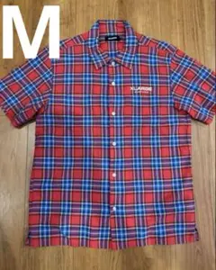 XLARGE 半袖シャツ M レッド/ブルー チェック