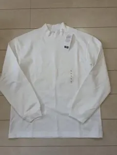 ユニクロU ブラッシュドモックネックTシャツ 長袖 ホワイト L