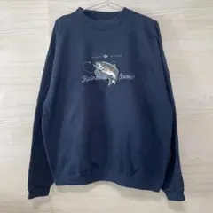 HEADWATERS トレーナー XL スウェット 長袖 刺繍 古着 ネイビー