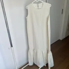 美品　Re:EDIT アイボリー ノースリーブ ロングワンピース