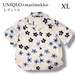 【ユニクロ×marimekko】花柄⭐︎半袖シャツ⭐︎XL⭐︎オフホワイト⭐︎リネン⭐︎のサムネイル