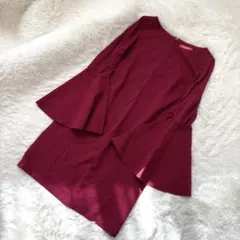 キャサリンマランドリーノ ミニワンピース M 赤 ワインレッド フレアスリーブのサムネイル