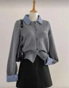 SHEIN チェック長袖カーディガン秋冬新作