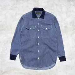 90’s ヴィンテージ　シャツジャケット ストライプシャツ　ネイビー S