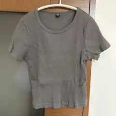 UNIQLO Mサイズ　リブクロップドT（半袖）　グレー