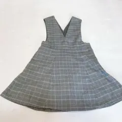 BeBe 110 グレー系チェック Vネックジャンバースカート 入学式 冠婚葬祭