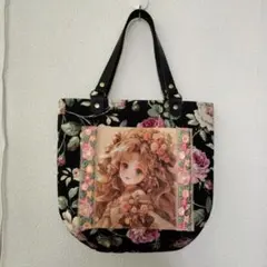 処分☆可愛い女の子☆アンティークな女の子☆大きめぷっくりバッグ☆ハンドメイド