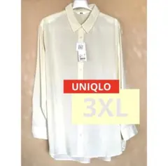 【未使用】UNIQLO レーヨンエアリーブラウス 長袖 3XL イージーケアのサムネイル