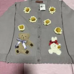 新品未使用　ピンクハウス　雛菊クマうさぎモチーフ付きカーディガン