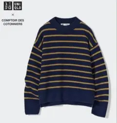 ユニクロ プレミアムラムボーダークルーネックセーター（長袖）464274