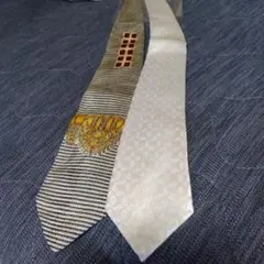 婚礼　フォーマルネクタイ　 白と黒のストライプ　白地にペイズリー柄