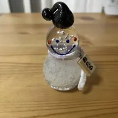 未使用 雪だるま ガラス ペンダントトップ 1点物 フラワー スノーマン