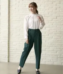ikka ウーリッシュフラノ　テーパードパンツ