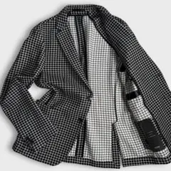 希少 極美品 L ヒューゴボス 大きめ 千鳥格子 アンコン テーラードジャケット