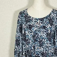 【美品】タルボット レオパード柄ワンピース 総柄 裏地付き レーヨン M