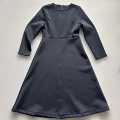 レディース 長袖 膝下丈 ワンピース 紺 ネイビー セレモニー