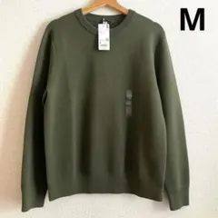 UNIQLO　ウォッシャブルミラノリブクルーネックセーター M オリーブ