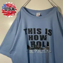 【USA IMPORT❗️】90s 2XL 水色　プリントロゴ　ビッグシルエット