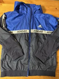adidas フード付きジャケット 青黒　150cm