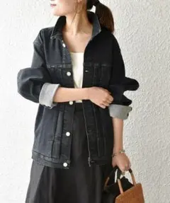 極美品✨定価１.２万❤️　ブラック　洗える　スーパーストレッチデニムジャケット◇