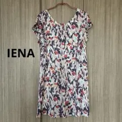 IÉNA 半袖 チュニックワンピース花柄幾何学模様袖フリル　Sのサムネイル