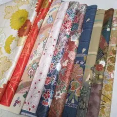 21　着物ハギレ　36×50㎝　10枚　金彩　型染　季節小物　パッチワーク