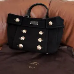 kate spade ブラックトートバッグ　フェルト　金ボタン