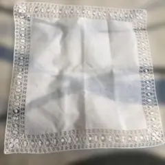 汕頭刺繍　ハンカチ ホワイト　約29cm