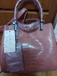 クロコダイル風ハンドバッグ ピンク