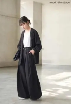 アンティカ 美品 大人気高評価完売中 タックワイドパンツ ブラック L