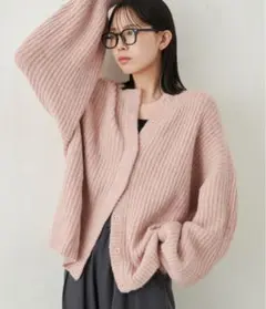 Aunt Marie's ミックスボリュームニットカーディガン