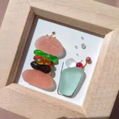 シーグラスアート　ハンバーガー　クリームソーダ