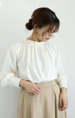 chocol raffine robe  スタンドカラーギャザーチュニック