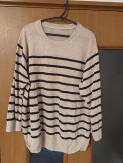 【無印】　ボーダーサマーニット　麻100%　（XL）