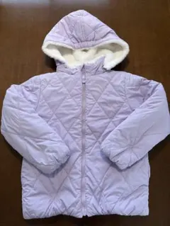 130 キルティング中綿入りコート フード付き　リバーシブル　パステルパープル