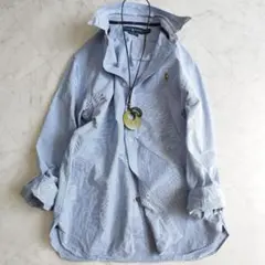 ラルフローレン スリムフィット オックスフォードシャツ L ブルー　ポニー刺繍