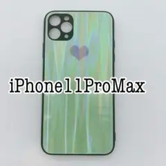 iPhone11promax レインボー　ハートケース　グリーン　緑
