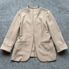美品✨any sis 【洗える】ノーカラージャケット　ストレッチ　ベージュ