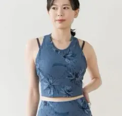 【美品】スカーラ リブBigフラワープリントショートタンクトップ/M